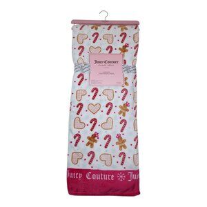 Juicy Couture Gingerbread Holiday Oversized Plush Throw Blanket Soft Festive